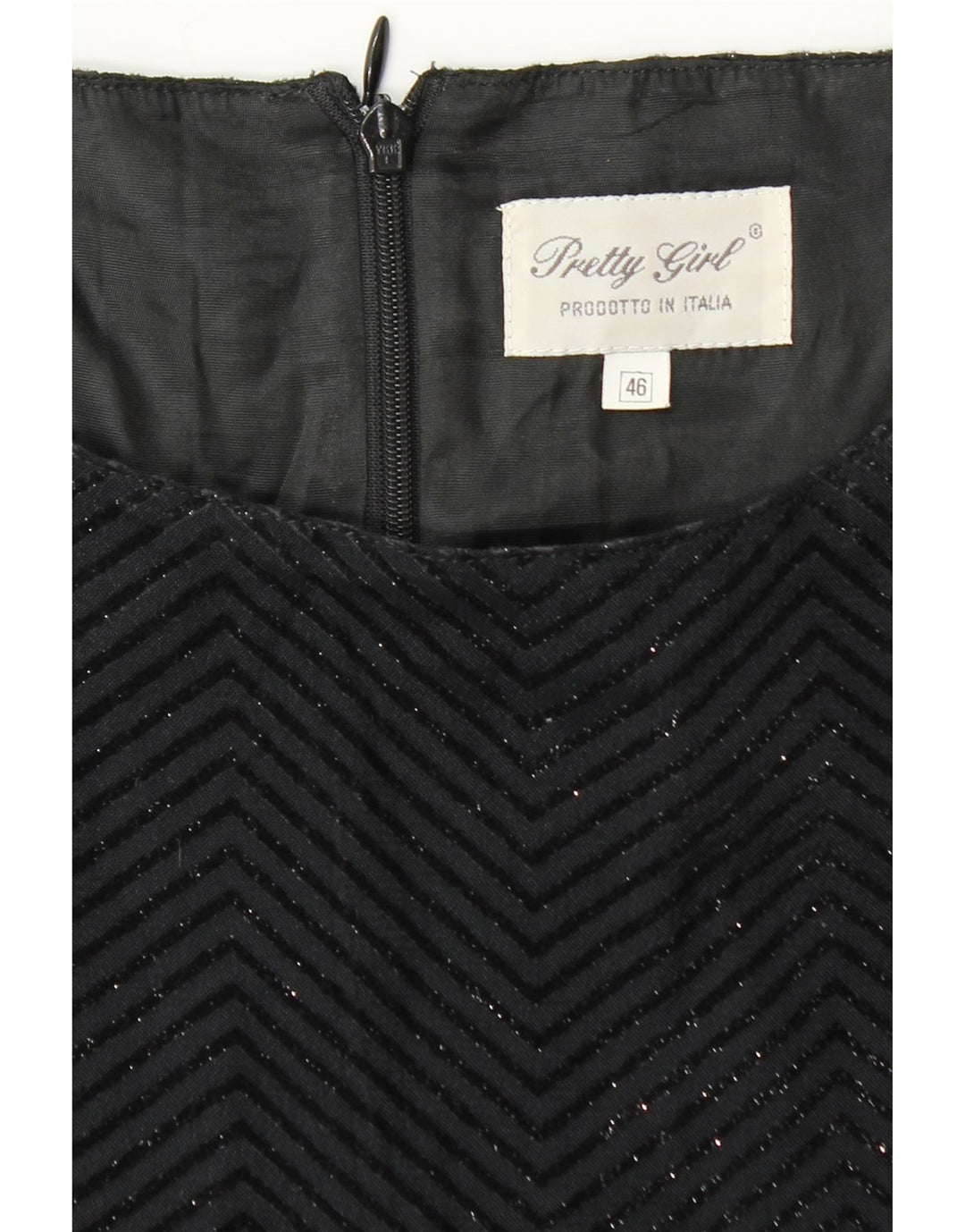 Vintage ženska plašt haljina bez rukava IT 46 veliki crni ševron