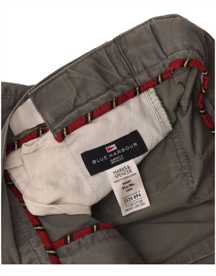 Marks & Spencer Mens Blue Harbor Chino kratke hlače W36 Veliki sivi pamuk