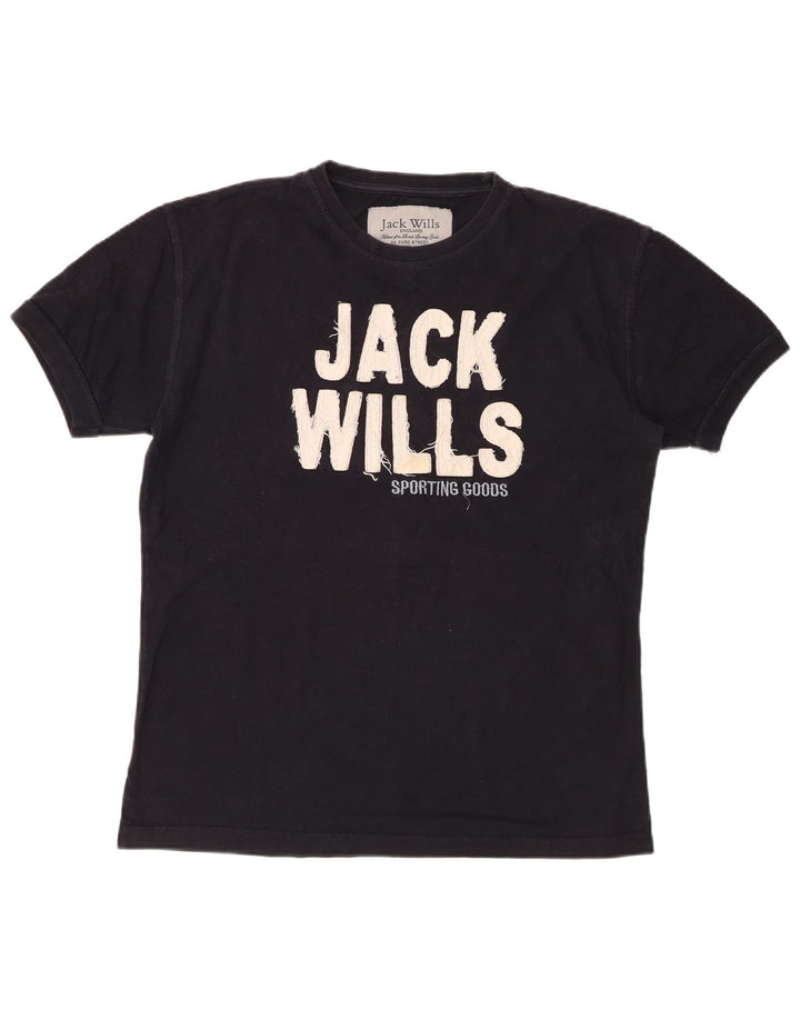 JACK WILLS Muška majica kratkih rukava srednje veličine, crni pamuk