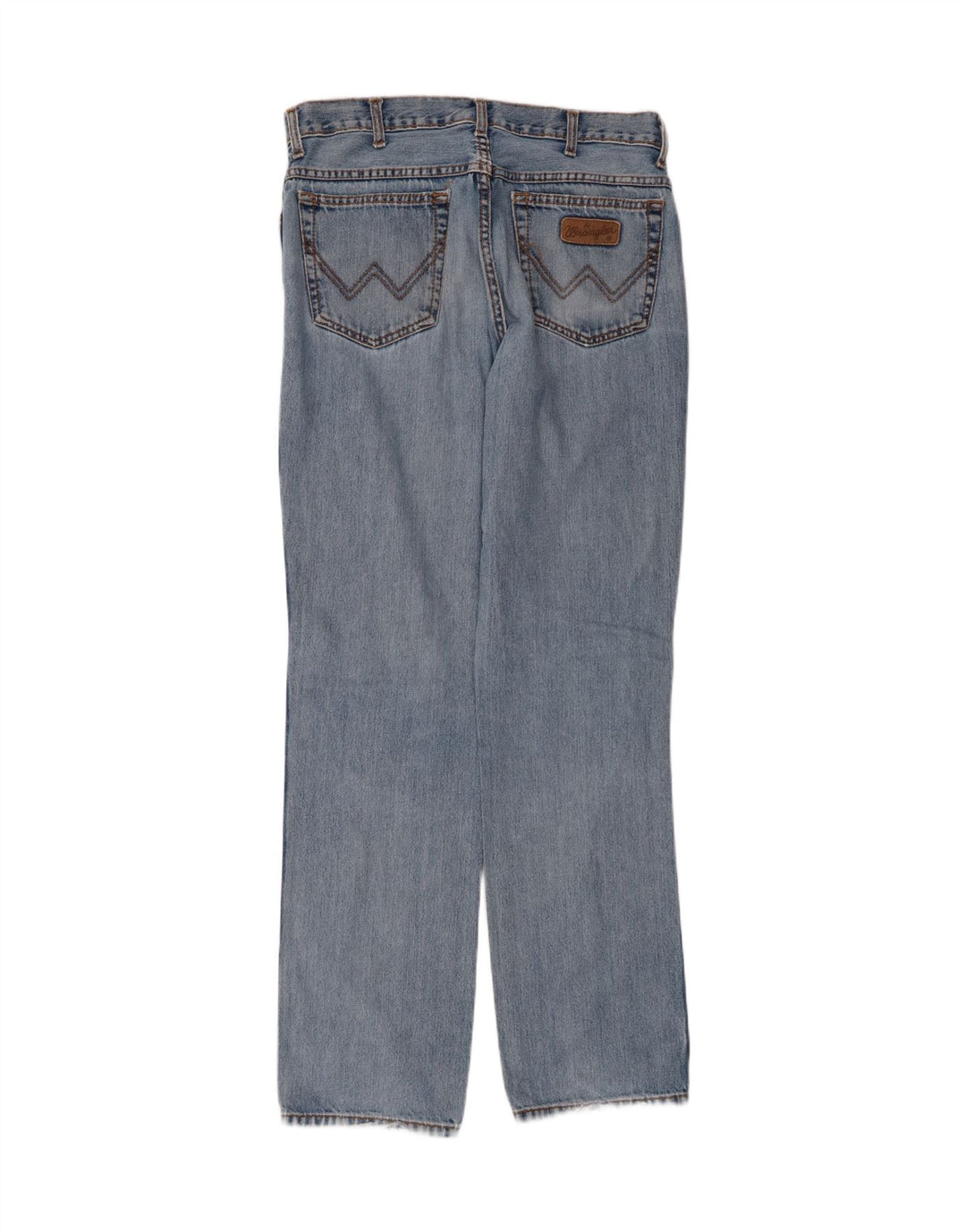 WRANGLER Mens Distressed Straight Jeans  W34 L34 Blue Cotton Vintage Wrangler and Second-Hand Wrangler from Messina Hembry 