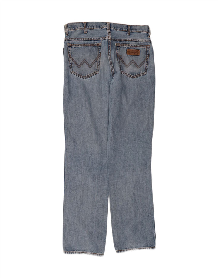 WRANGLER Mens Distressed Straight Jeans  W34 L34 Blue Cotton Vintage Wrangler and Second-Hand Wrangler from Messina Hembry 
