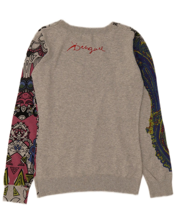Desigual ženski džemper s veznim izrezom UK 10 Small Grey Paisley