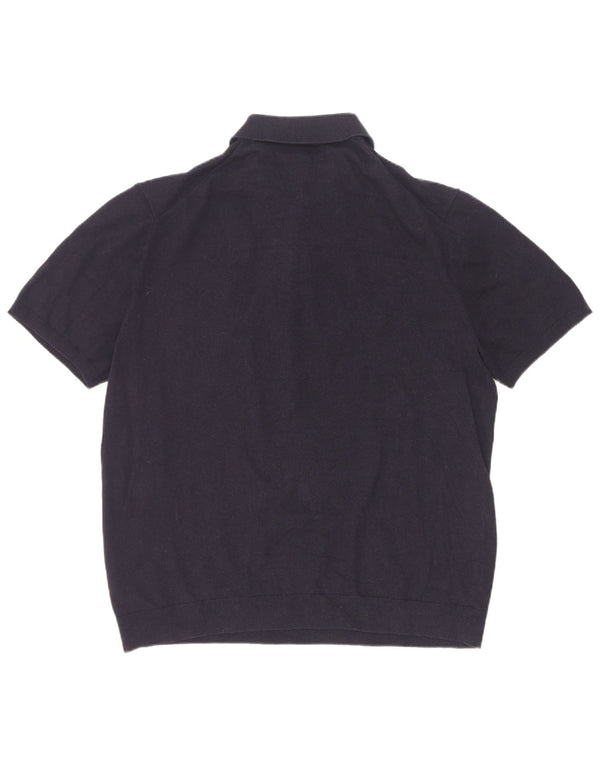 Marks & Spencer Mens Short Sleeve Polo Neck Jumper Sweater 2XL Navy Blue