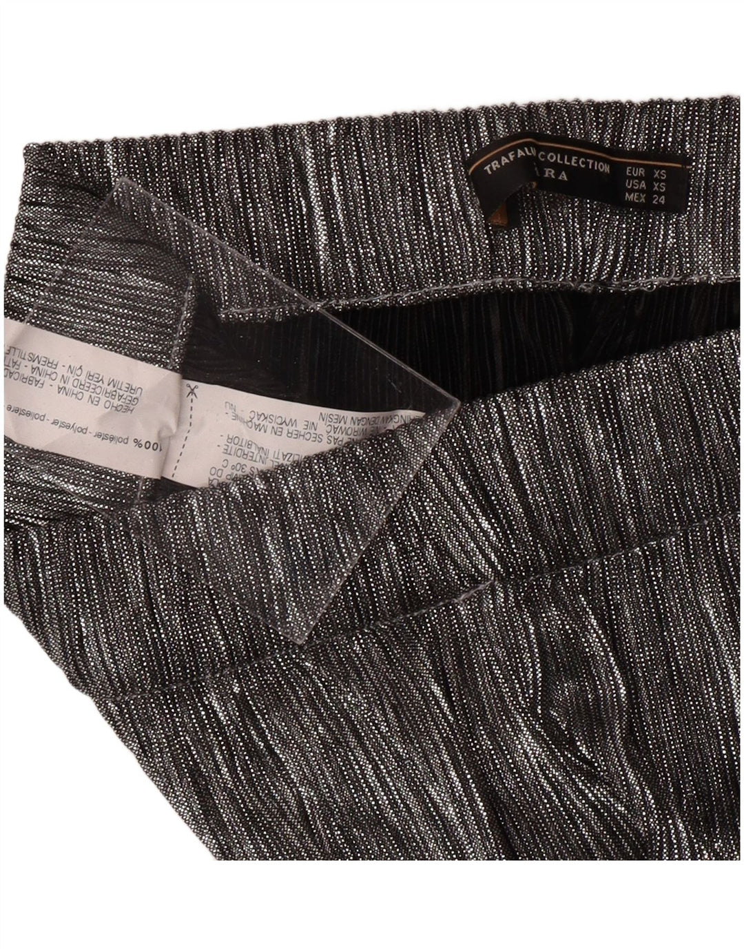 ZARA ženske kapri hlače širokih nogavica XS W24 L20 srebrni poliester