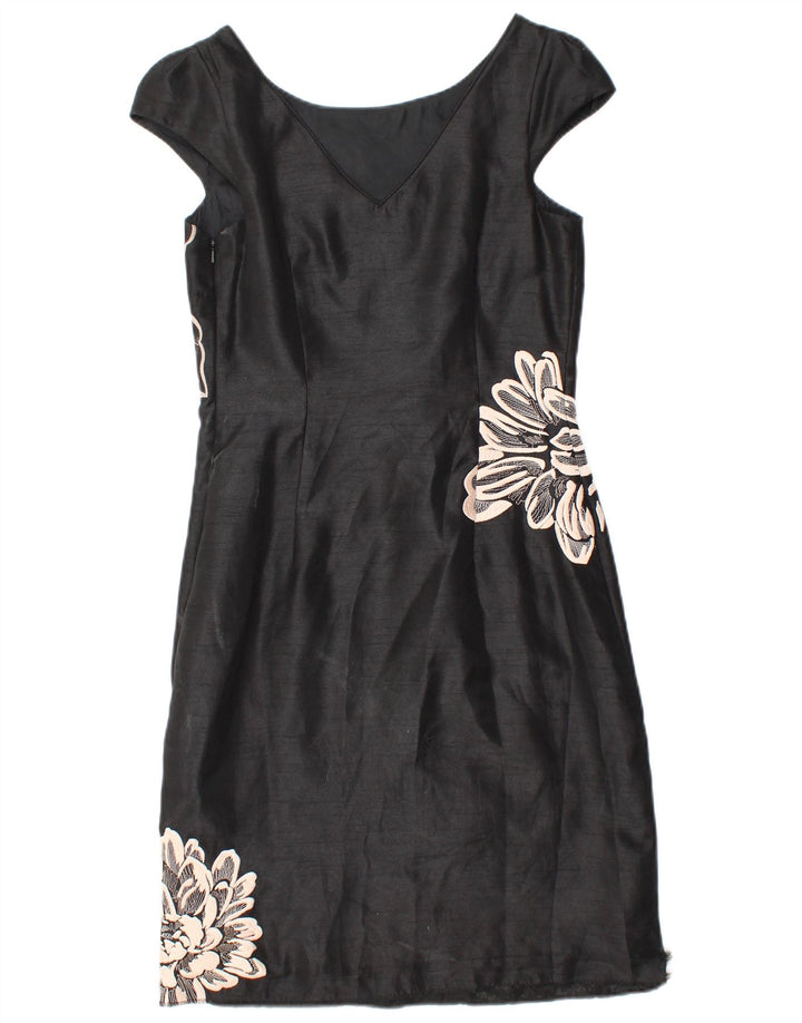 MONSOON Womens Sheath Dress UK 8 Small Black Floral Polyester