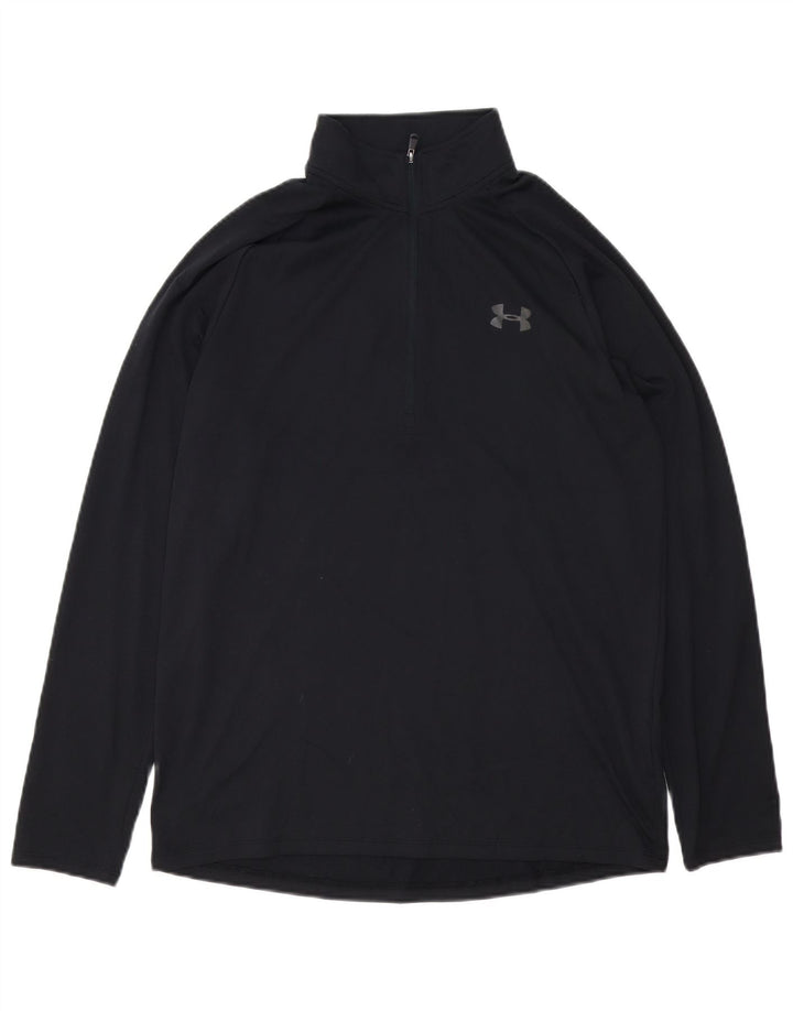 Gornji dio trenirke Under Armour Heat Gear Zip Neck Pulover srednje crne boje