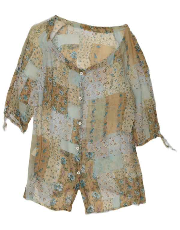 Vintage ženska košulja bluza 3/4 rukava UK 16 velika raznobojna cvjetna