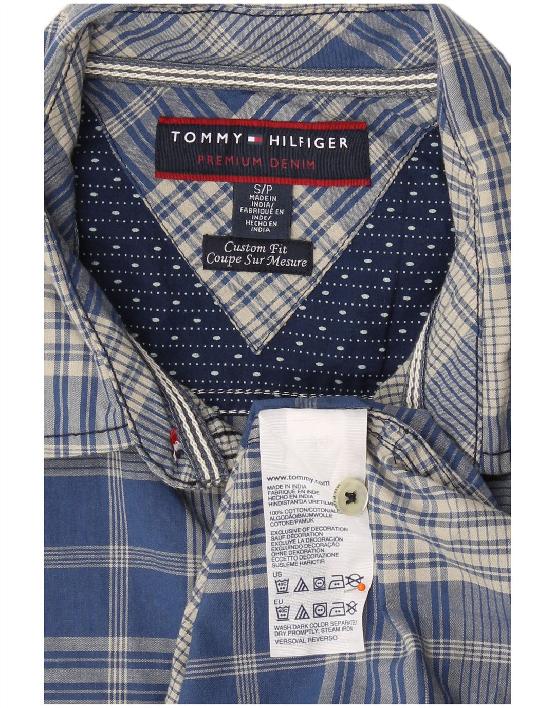 TOMMY HILFIGER Muška majica prilagođenog kroja, mali plavi karirani pamuk