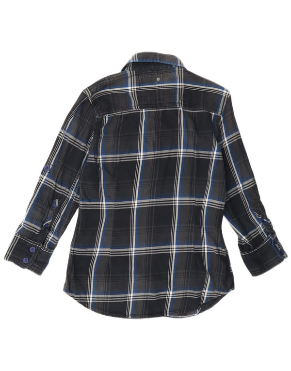 Superdry ženska flanelska košulja UK 14 srednje tamnoplavi karirani pamuk