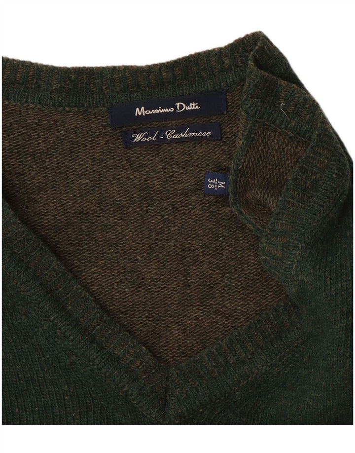 Massimo Dutti muški džemper s V-izrezom srednje zelene vune