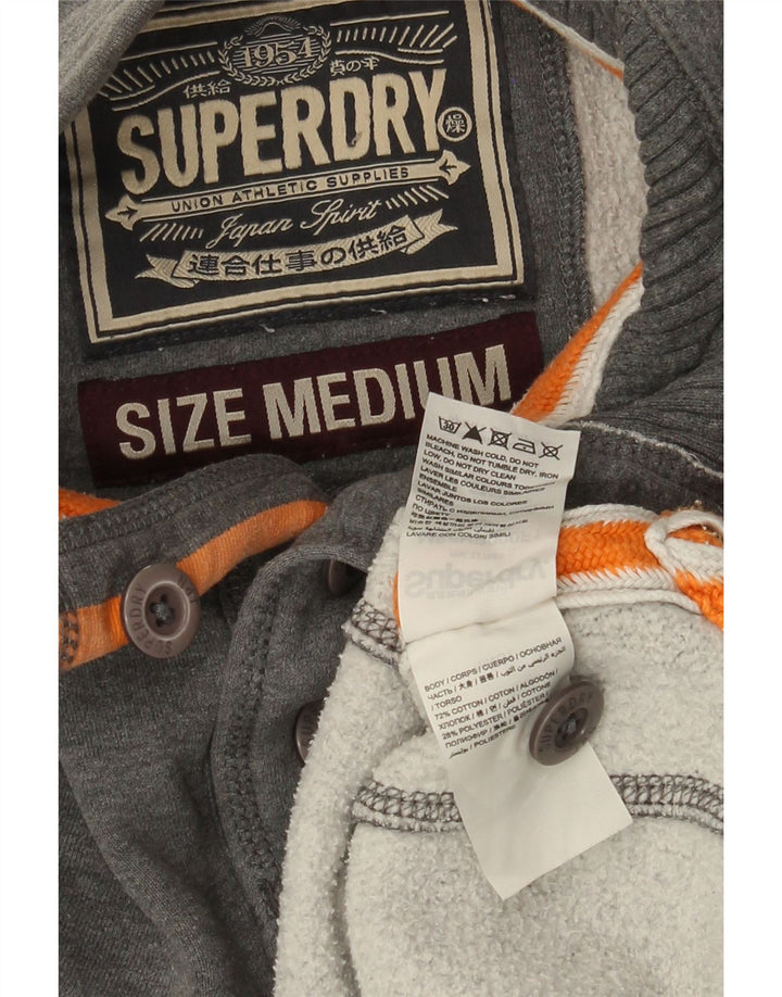 Superdry muška majica s dugmadima i izrezom, srednje sivi pamuk