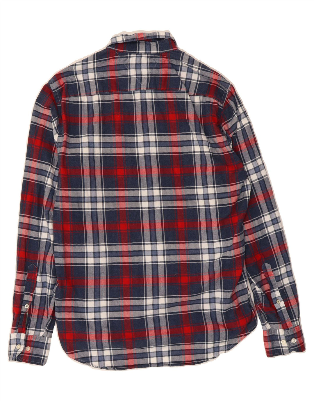 TOMMY HILFIGER Mens Regular Fit Flannel Shirt Medium Navy Blue Check Vintage Tommy Hilfiger and Second-Hand Tommy Hilfiger from Messina Hembry 