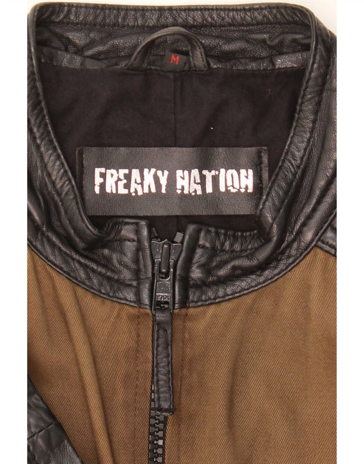 Freaky Nation muška trkačka jakna UK 38 srednje smeđe boje