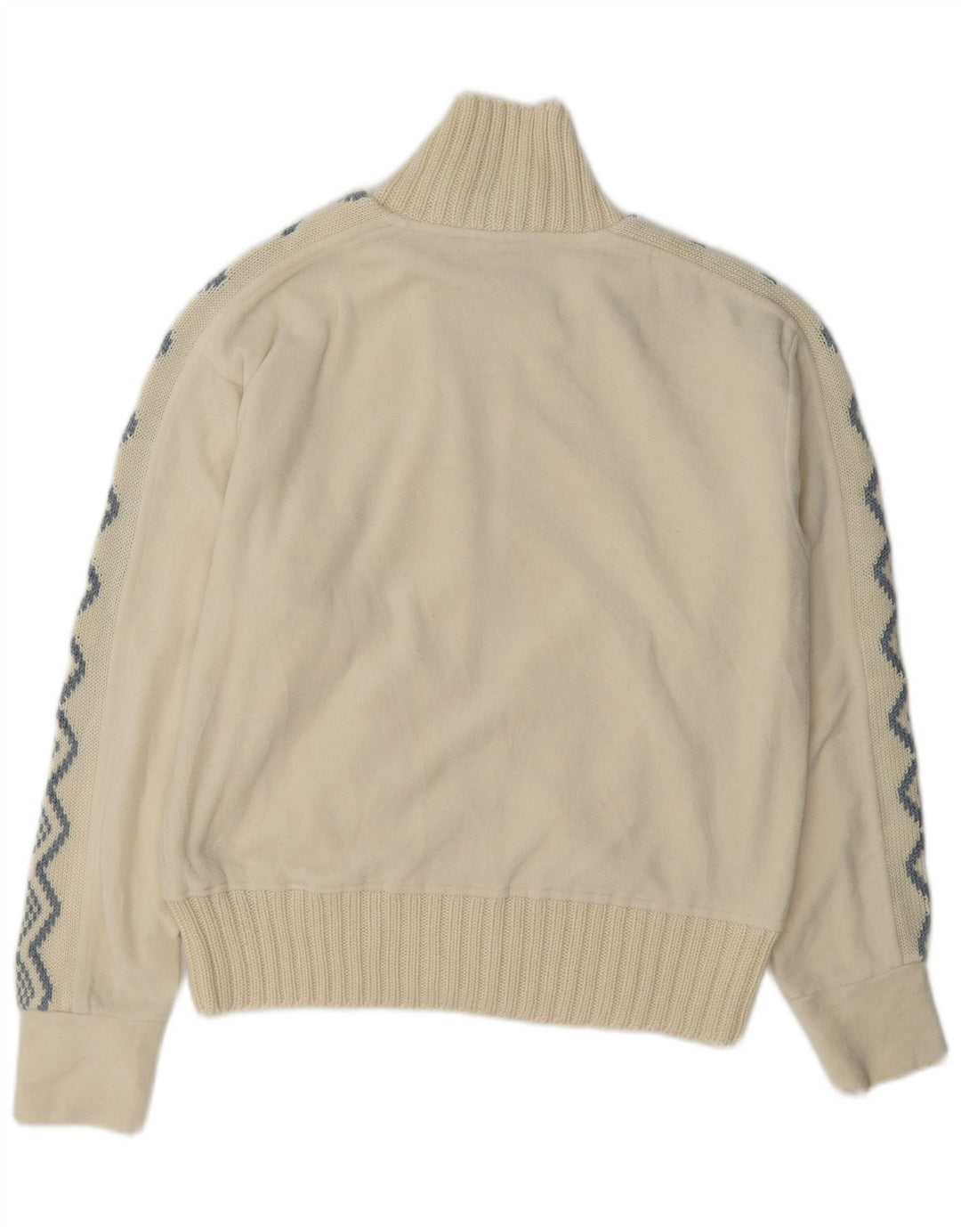 Vintage ženska jakna od flisa UK 14 Large Off White Geometric Poliester