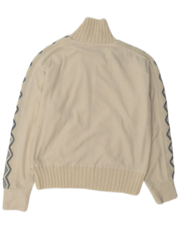 Vintage ženska jakna od flisa UK 14 Large Off White Geometric Poliester