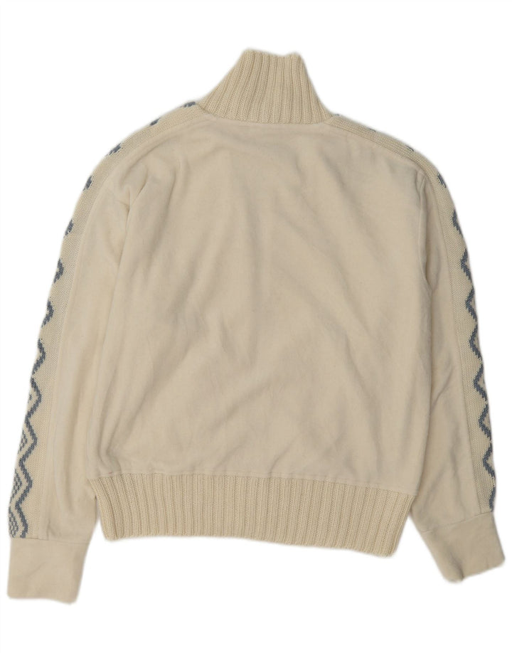Vintage ženska jakna od flisa UK 14 Large Off White Geometric Poliester