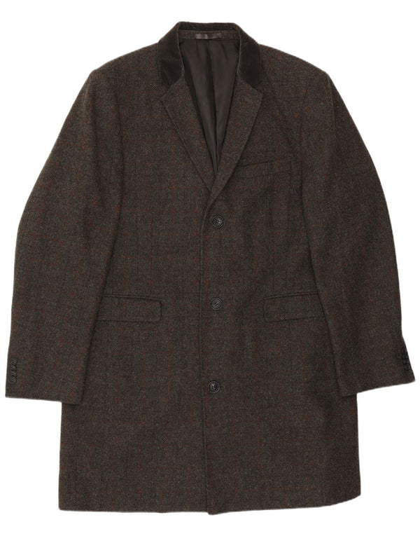 VINTAGE muška duga jakna s 3 gumba UK 46 3XL sivi karirani