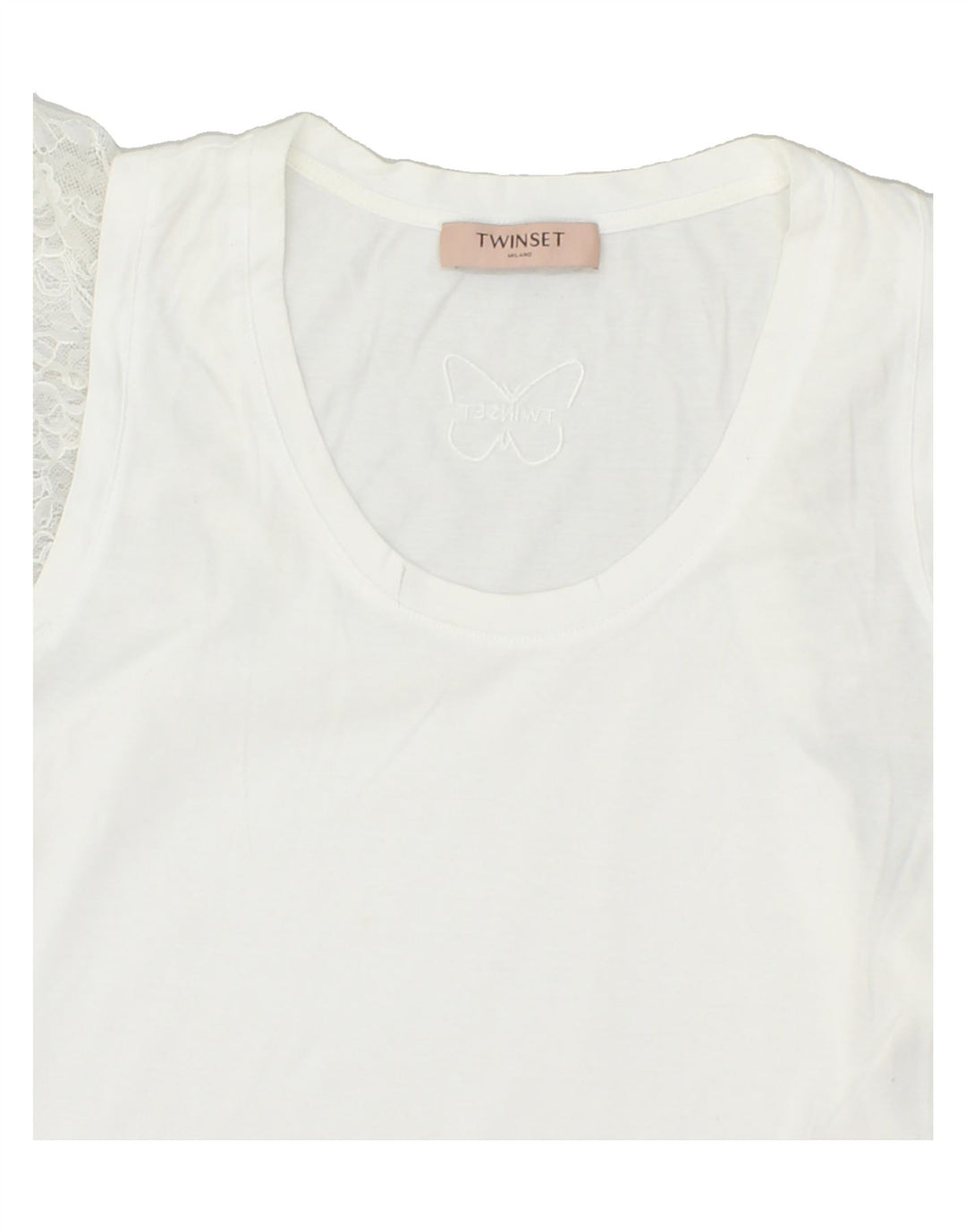 TWIN-SET Womens Vest Top UK 12 Medium White | Vintage Twin-Set | Thrift | Second-Hand Twin-Set | Used Clothing | Messina Hembry 