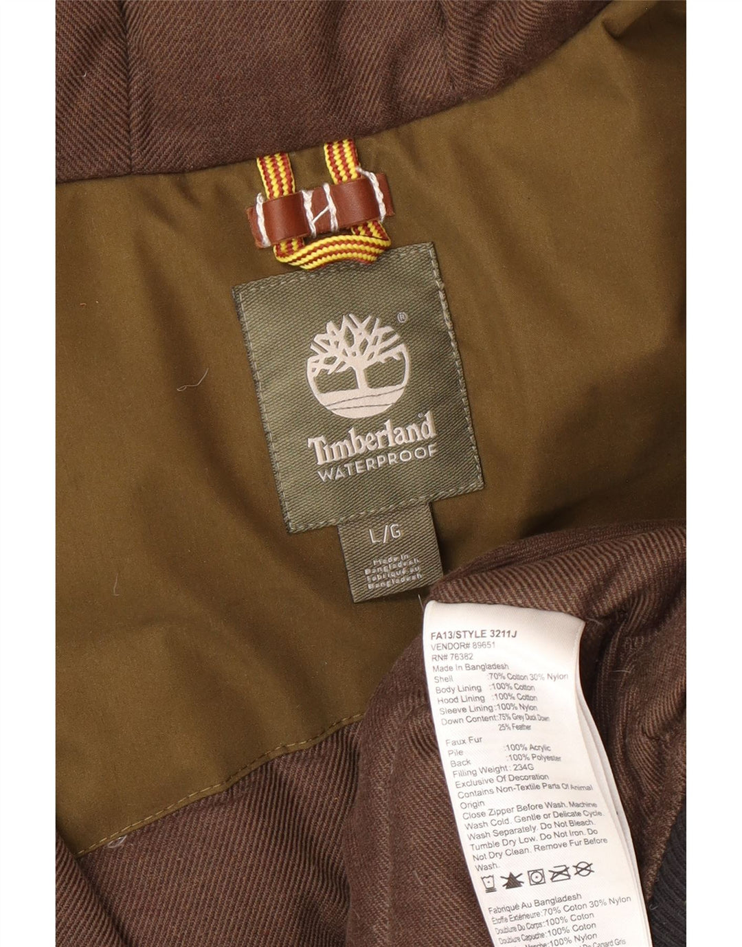 Timberland muška podstavljena jakna s kapuljačom UK 40 Large kaki pamuk