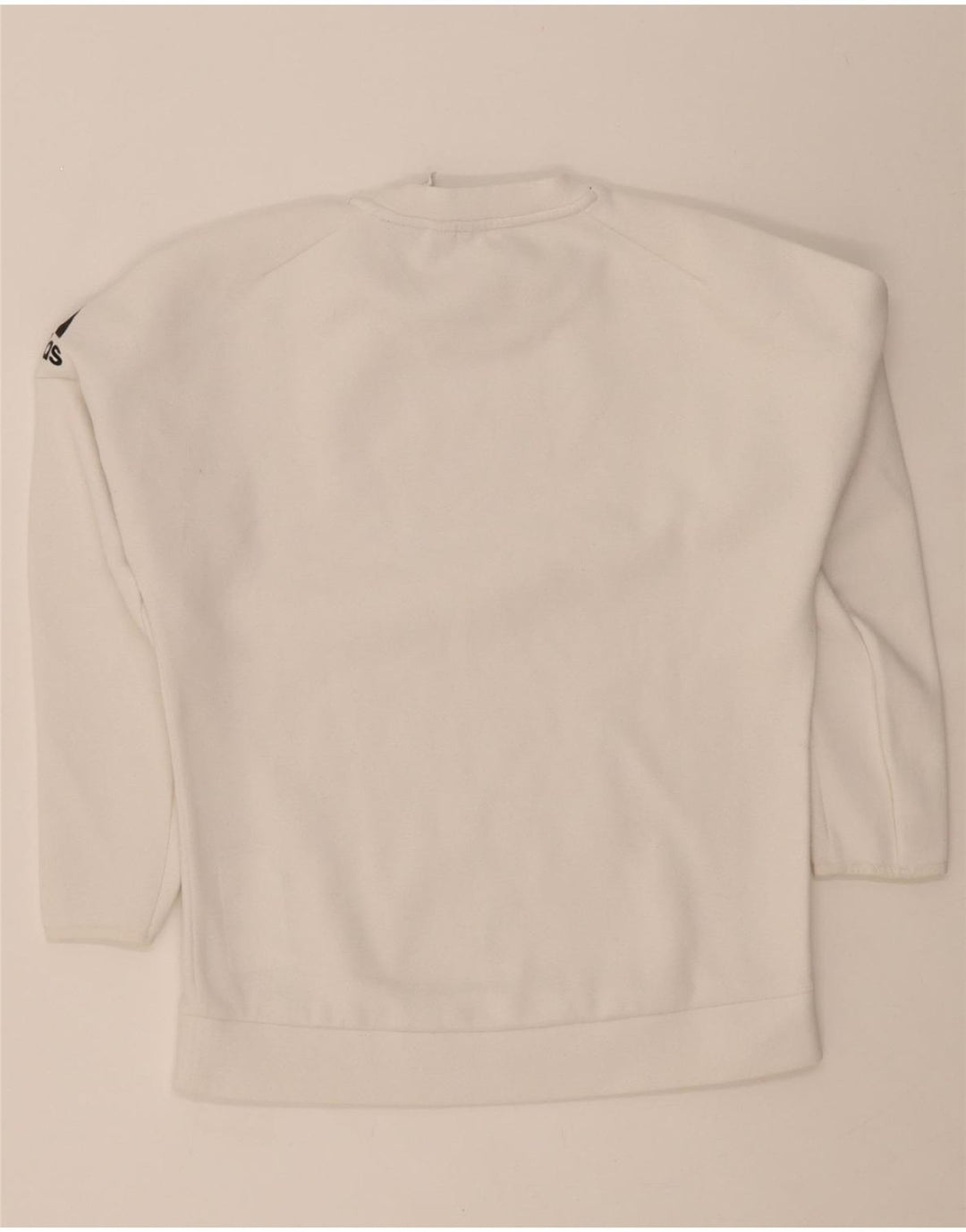 ADIDAS Womens Graphic Oversized Sweatshirt Jumper UK 8/10 Small White Vintage Adidas and Second-Hand Adidas from Messina Hembry 