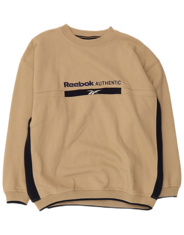 REEBOK Muška trenirka s grafičkim motivima, veliki pamuk u bež boji