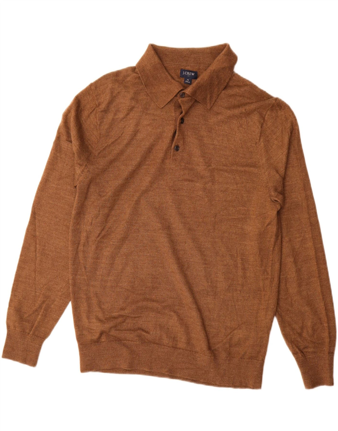 J. CREW Muški džemper s polo ovratnikom Srednje smeđi akril