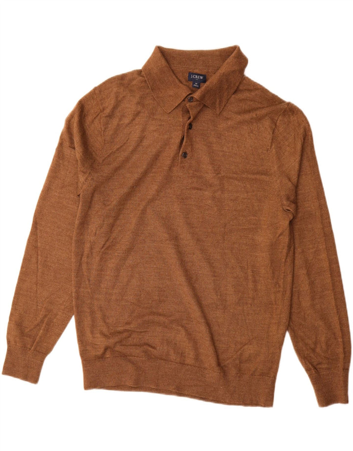 J. CREW Muški džemper s polo ovratnikom Srednje smeđi akril