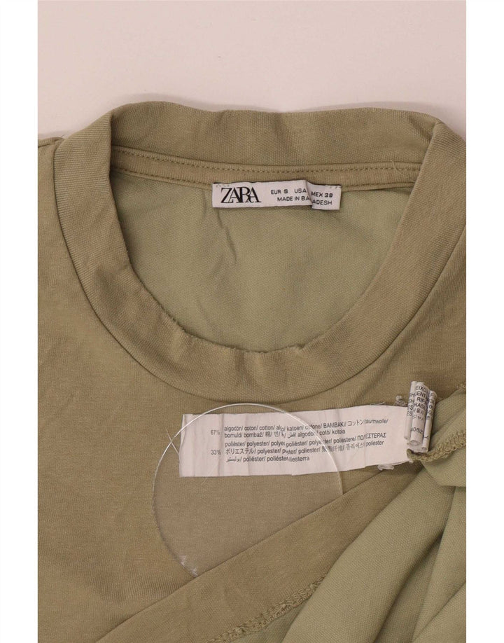 Zara muška majica kratkih rukava Mala kaki pamuk