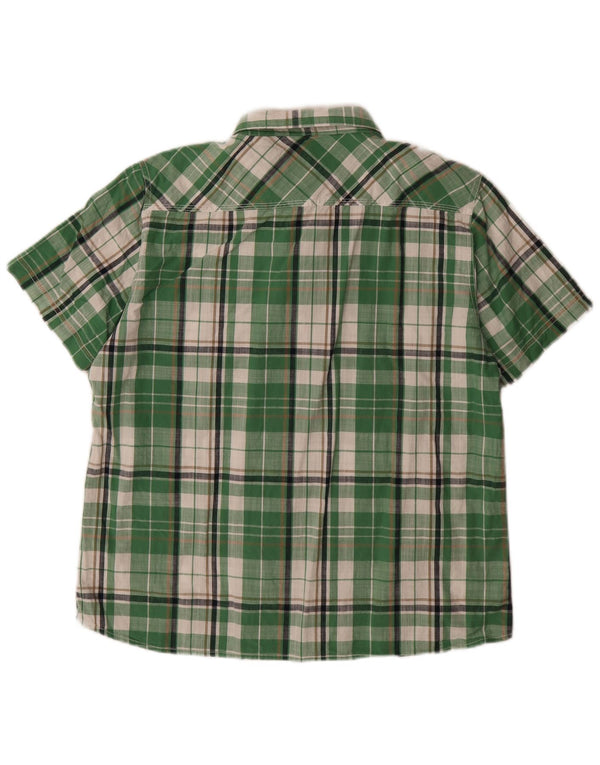 Weird Fish Mens Short Sleeve Shirt XL Green Check Cotton