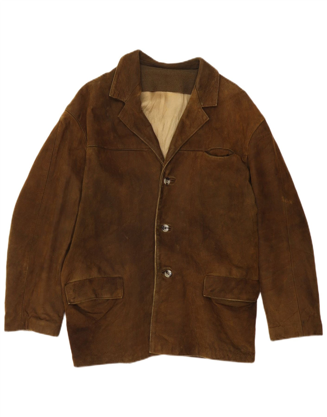 VINTAGE muška kožna jakna UK 38 Srednja kaki koža