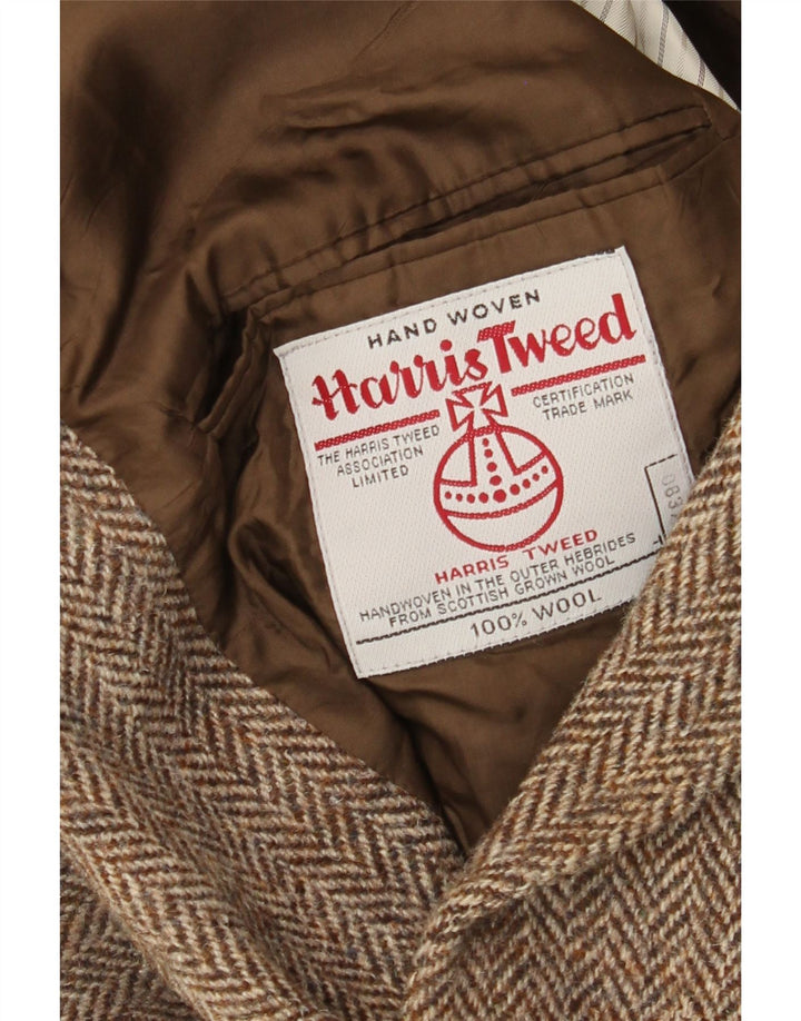 Harris Tweed Muški sako sa 2 gumba UK 40 Velika smeđa vuna riblja kost