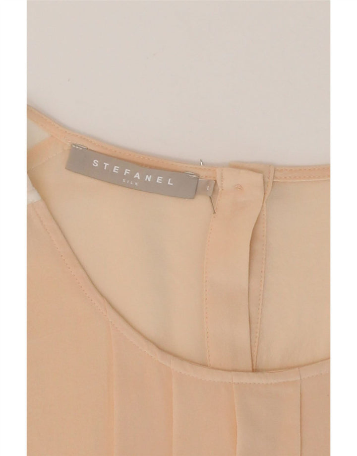 STEFANEL Womens See Through Blouse Top UK 14 Large Beige Colourblock Vintage Stefanel and Second-Hand Stefanel from Messina Hembry 