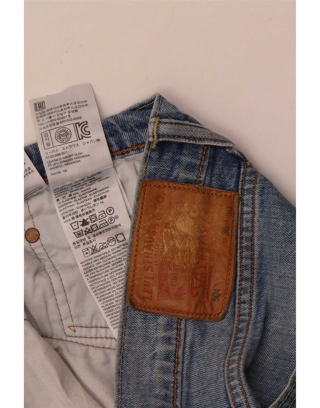 Levi's muške 504 ravne traperice W36 L30 plavi pamuk