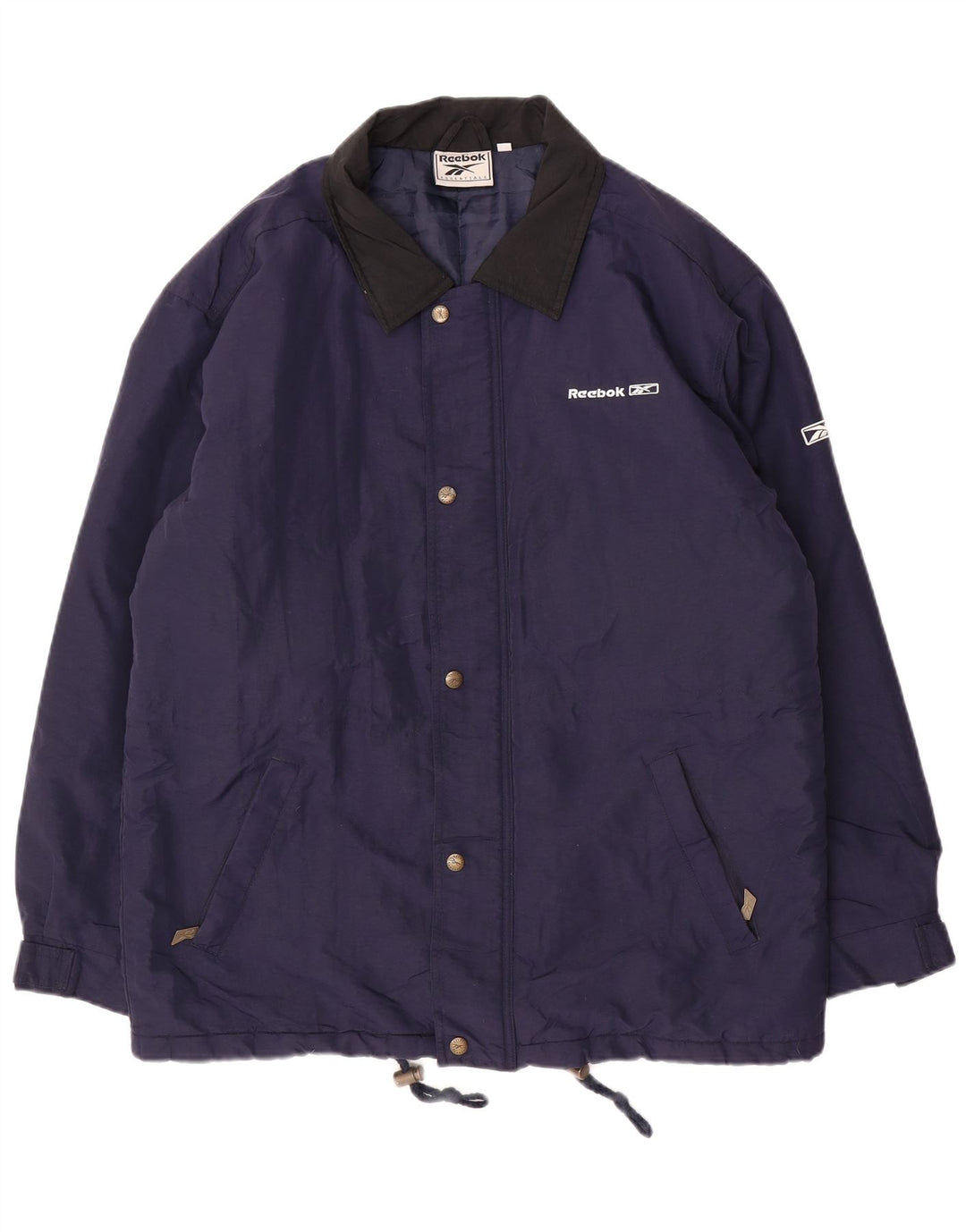 REEBOK muška jakna vjetrovka širokog kroja UK 36 Mala tamnoplava najlonska