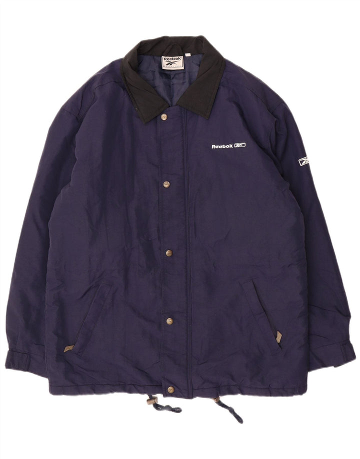 REEBOK muška jakna vjetrovka širokog kroja UK 36 Mala tamnoplava najlonska