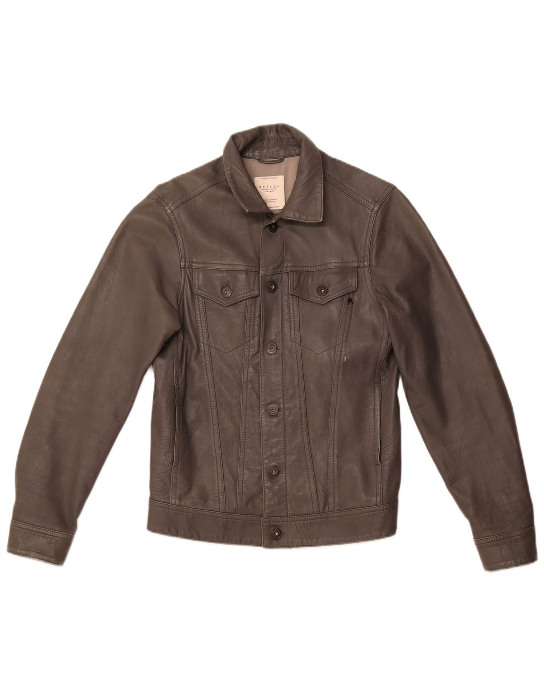 REPLAY Ženska kožna jakna UK 10 Mala siva koža