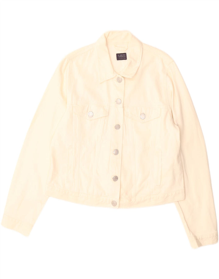 Marks & Spencer ženska jakna od kratkog trapera UK 16 Large Off White Cotton