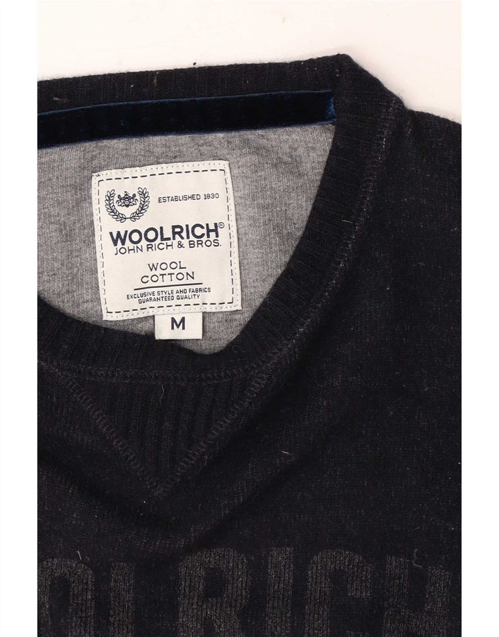 Woolrich muški džemper s veznim izrezom Srednje tamnoplava vuna