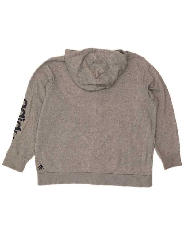 Adidas muški pulover s kapuljačom s grafičkim patentnim zatvaračem 2XL sivi s pjegama