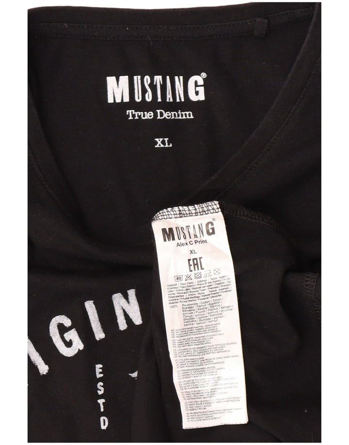MUSTANG Muška majica s grafičkim motivima XL crni pamuk