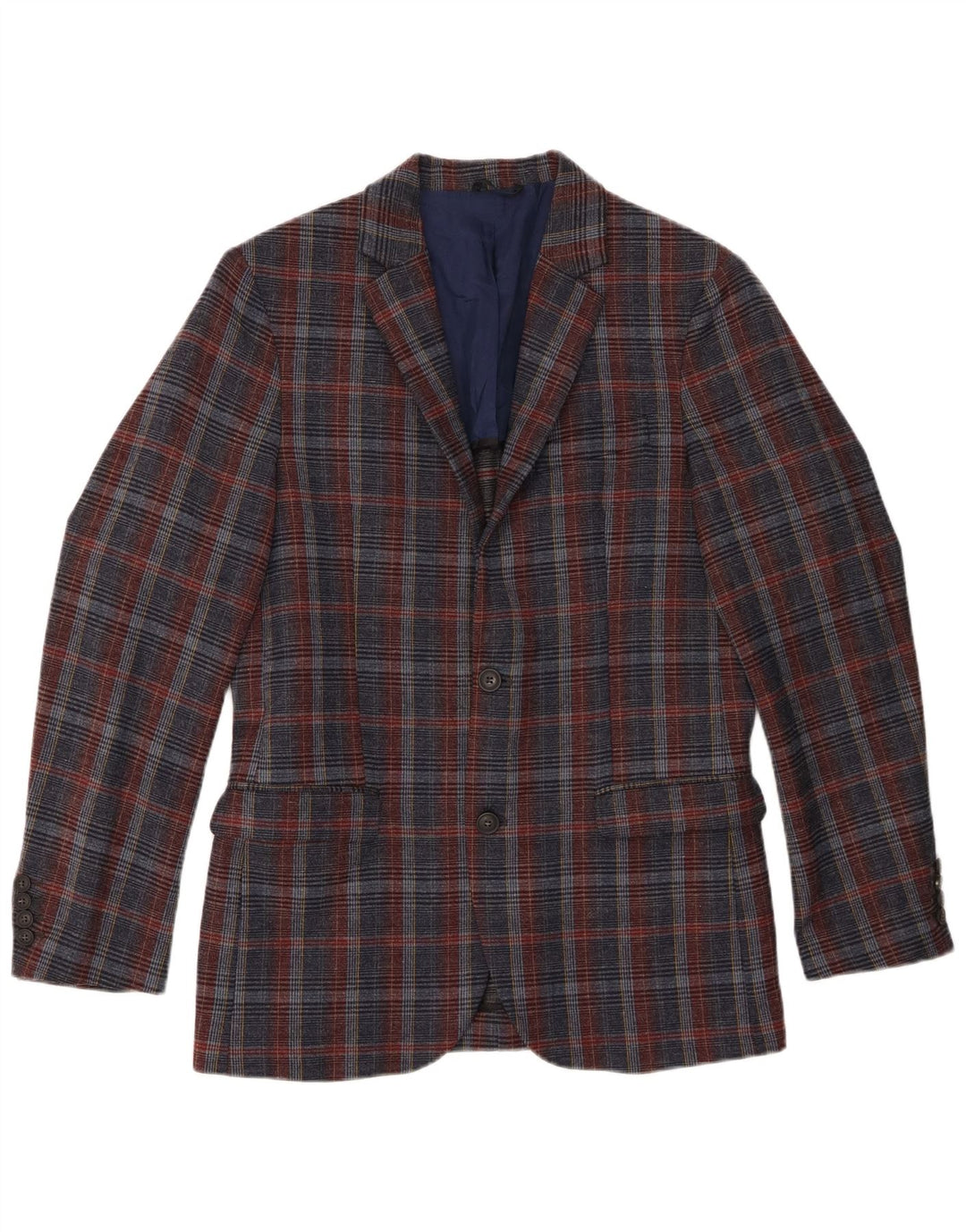 Benetton muški sako sa 2 gumba UK 38 Srednje tamnoplava karirana vuna