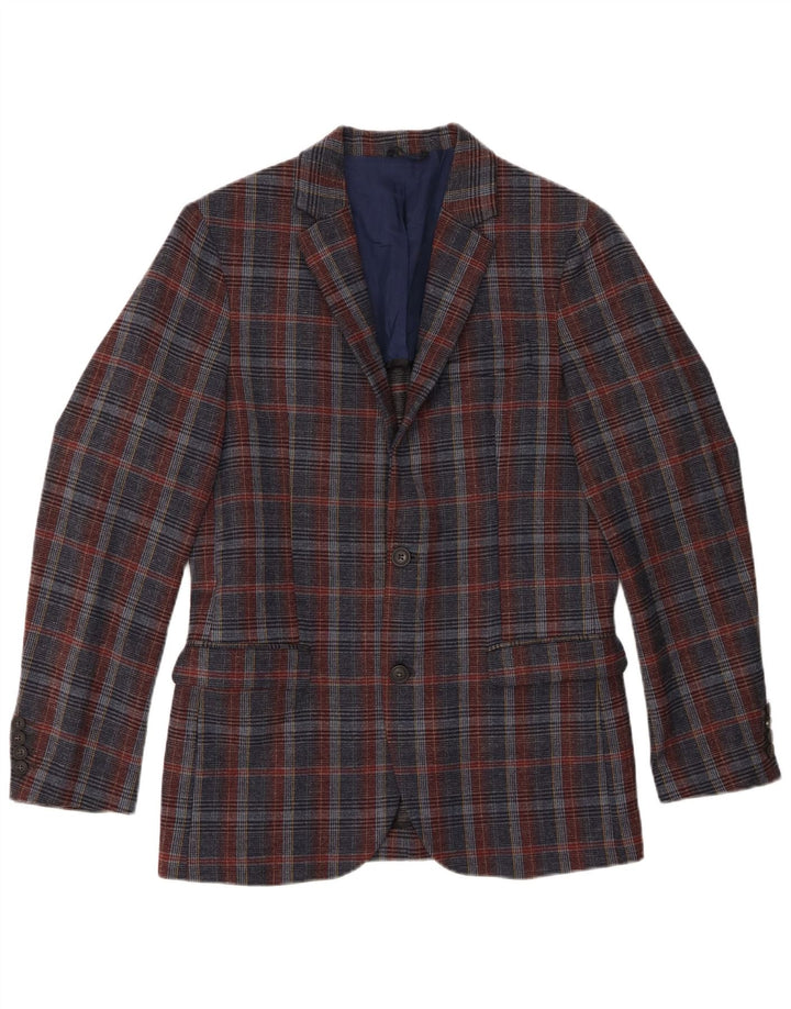 Benetton muški sako sa 2 gumba UK 38 Srednje tamnoplava karirana vuna