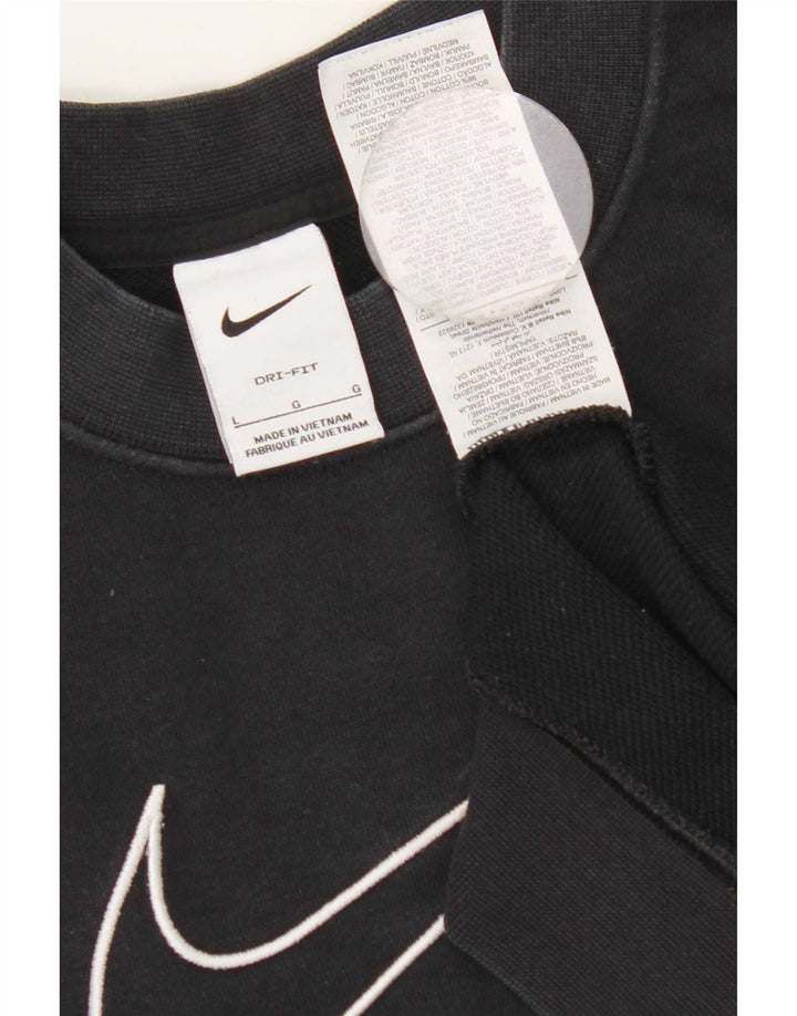Veliki crni pamuk Nike Dri Fit Graphic Sweatshirt džemper