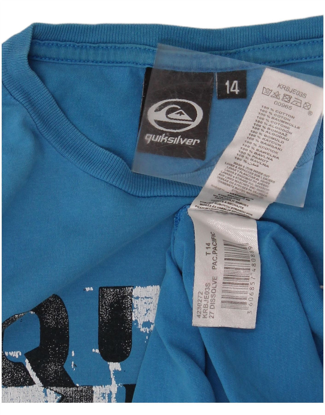 QUIKSILVER Majica kratkih rukava s motivima za dječake 13-14 godina, plavi pamuk