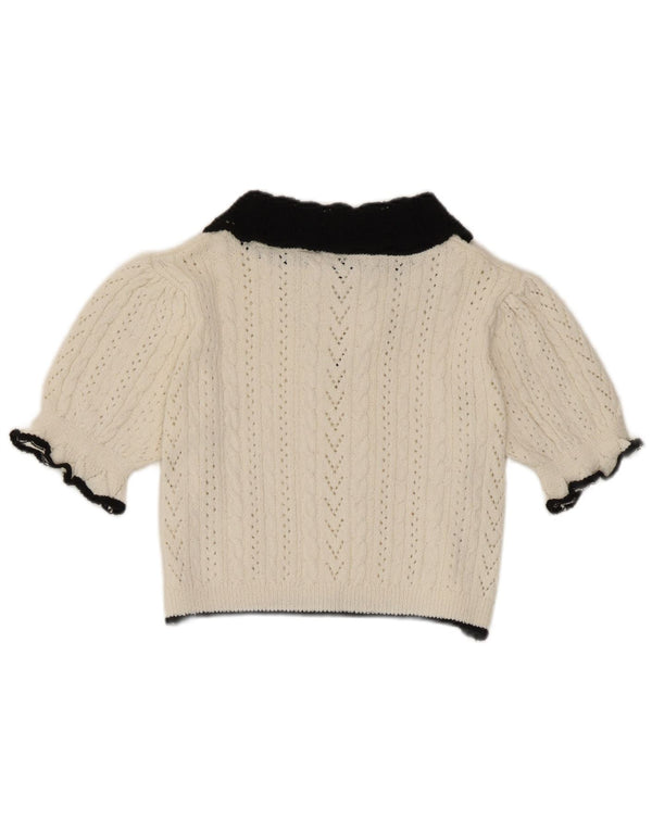 Zara ženski gornji dio pletene kratke bluze UK 10 Small White Colourblock