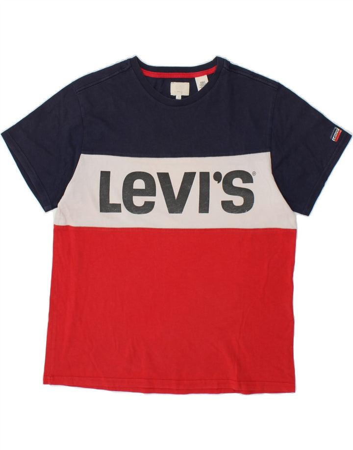 LEVI'S Mens Graphic T-Shirt Top Small Multicoloured Colourblock Cotton Vintage Levi's and Second-Hand Levi's from Messina Hembry 