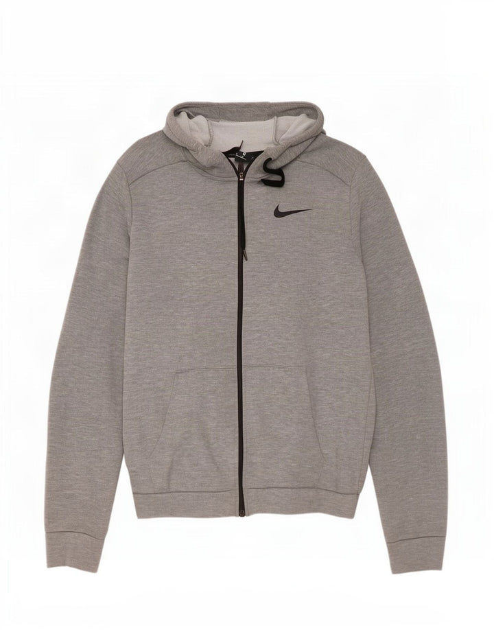 Nike muški pulover s kapuljačom na patentni zatvarač srednje sivi poliester