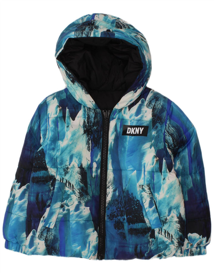 Dkny Boys Reverzibilna podstavljena jakna s kapuljačom 3-4 godine Blue Tie Dye poliester
