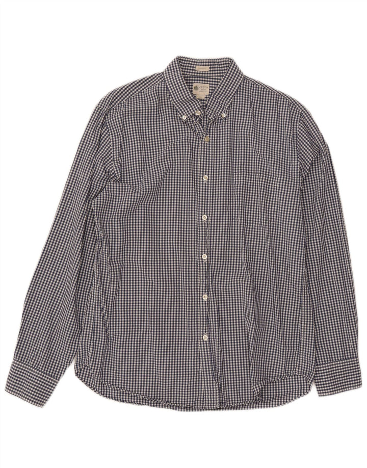 J. CREW Muška krojena košulja velika tamnoplava gingham pamuk