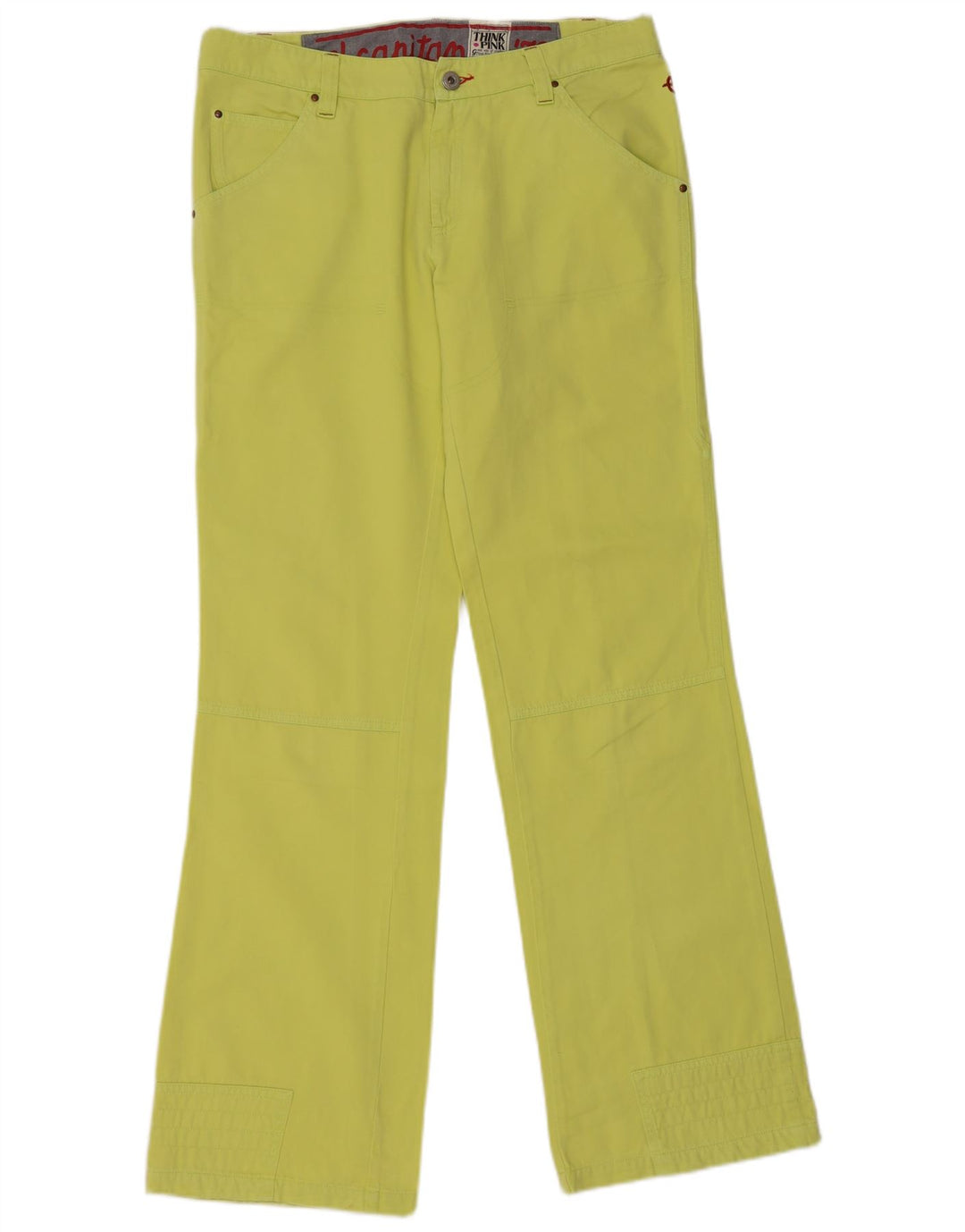 Think Pink ženske ravne kargo hlače IT 46 Large W32 L33 Zeleni pamuk